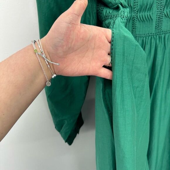 Tuckernuck Women’s Seema Kahai Green Embroidered Poplin Long Sleeve Maxi Dress - Picture 7 of 10